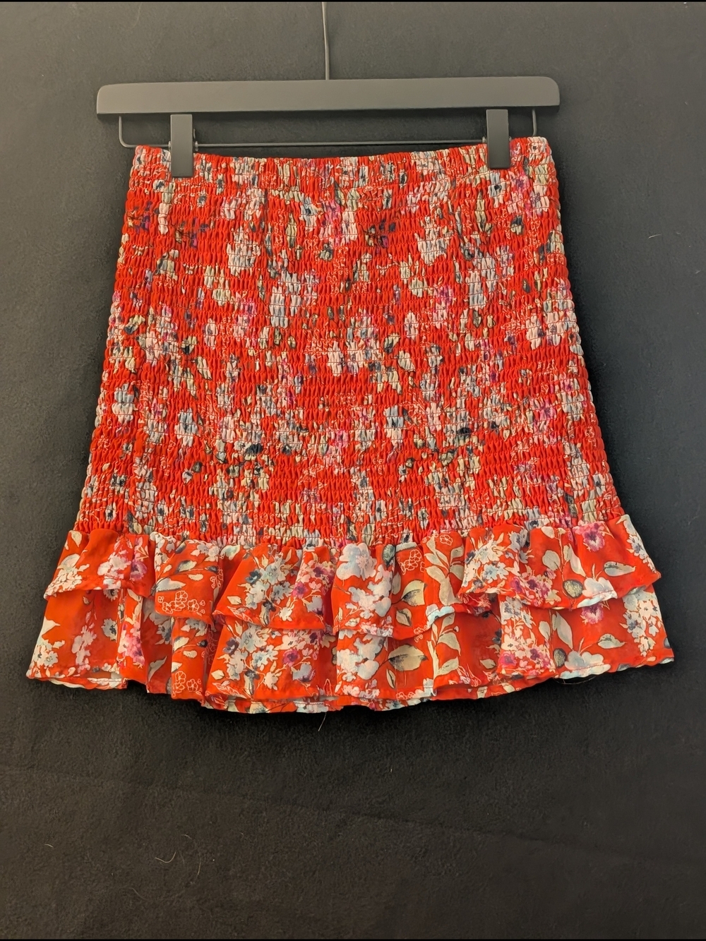 Almost Famous Smocked Floral Tube Top Womens Medium Ruffle Strapless Cute Shirt